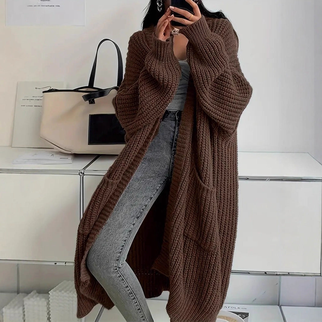 Long-Sleeved Knit Sweater Cardigan