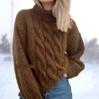 Chunky Turtleneck Cable Knit Sweater