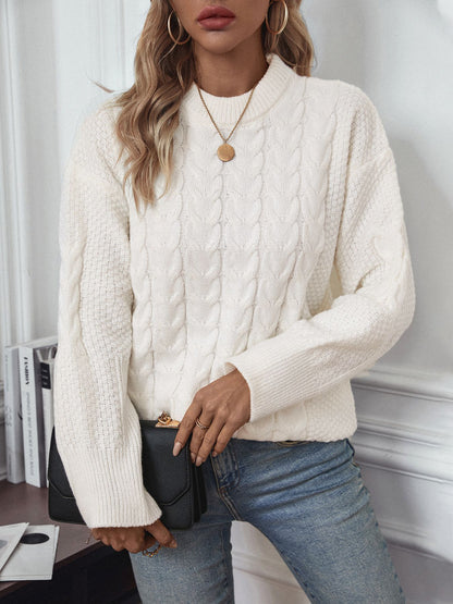 Cable-Knit Round Neck Sweater