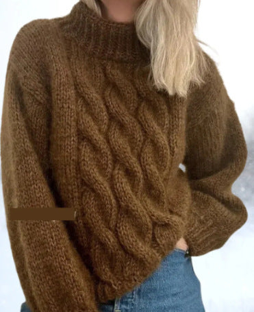 Chunky Turtleneck Cable Knit Sweater
