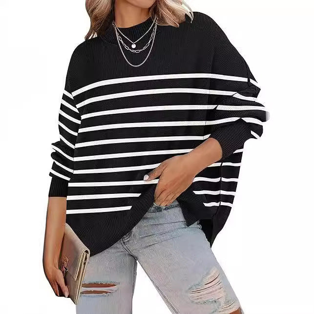 Loose Fit Striped Knit Sweater
