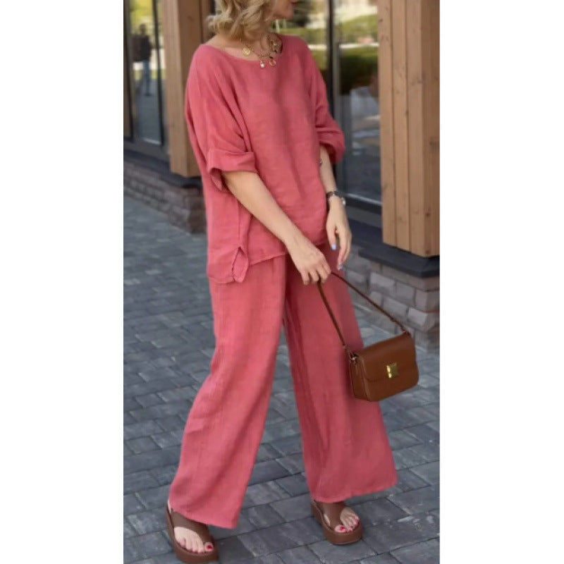 Cotton Linen Loose Casual Two-Piece Suit