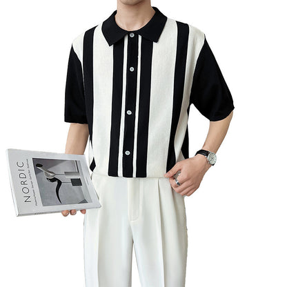 Moda Elite | Sweter polo z blokami kolorów