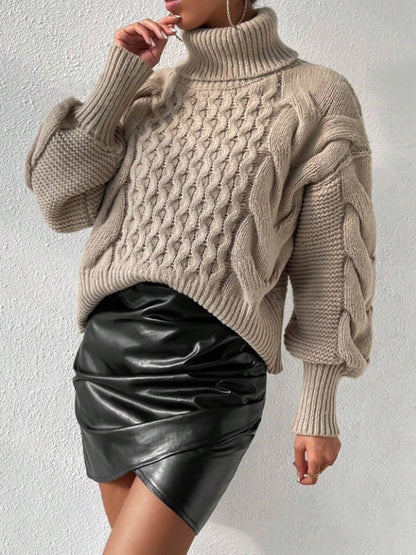 Soft Cable High-Neck Knit