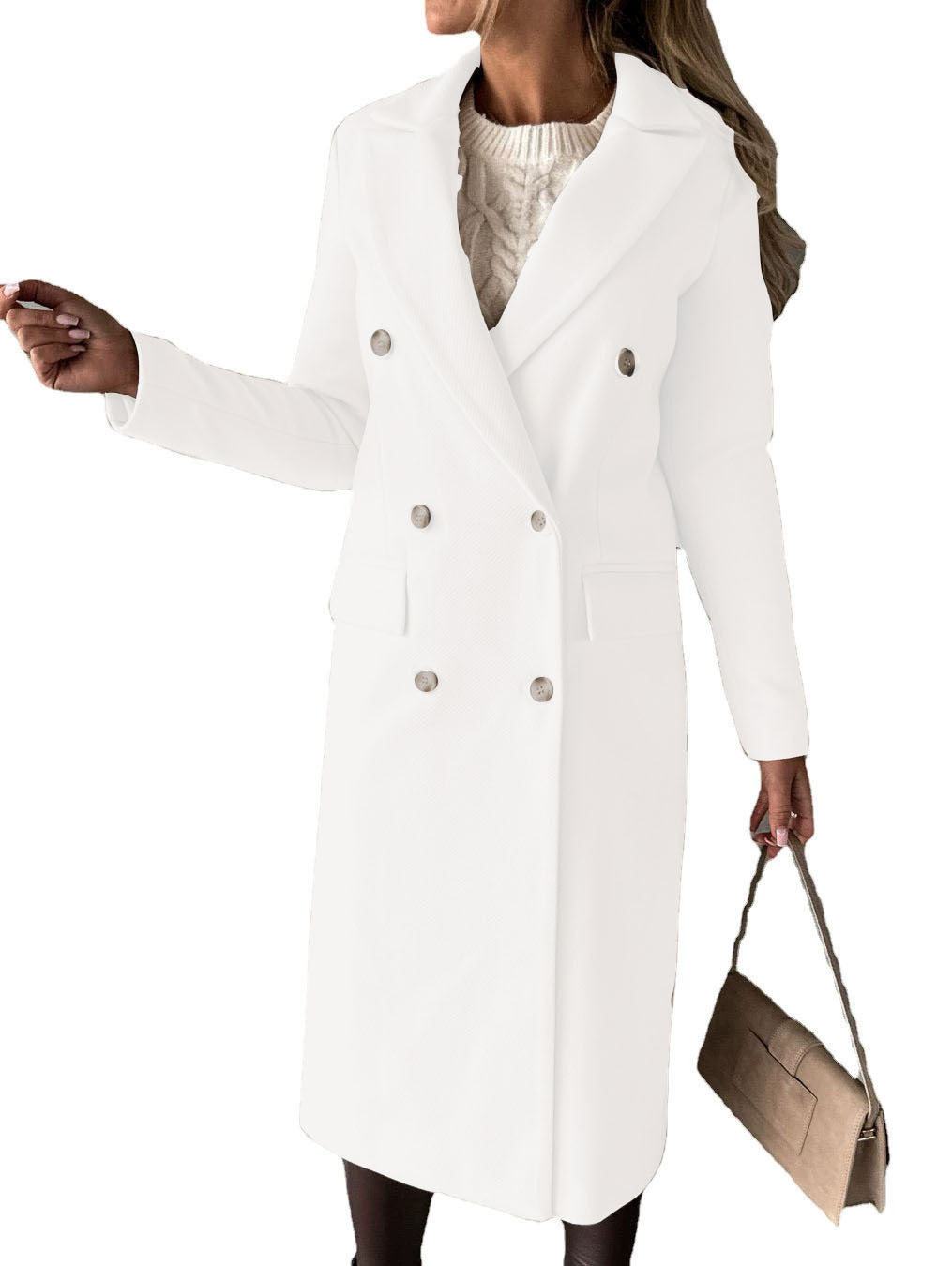 Double-Breasted Long Lapel Coat