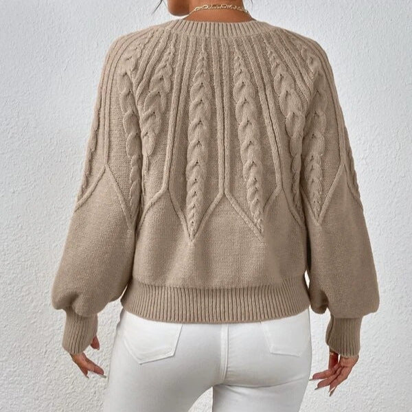 Retro Cable-Knit Pullover Sweater