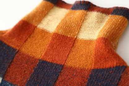 Checkerboard Wool Turtleneck Sweater