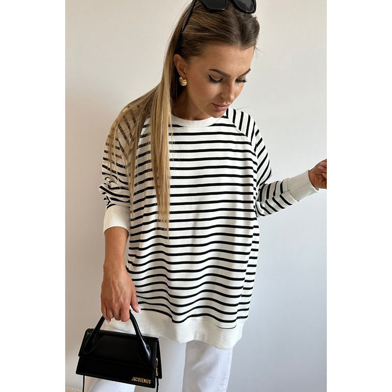 Striped Round Neck Knit Top