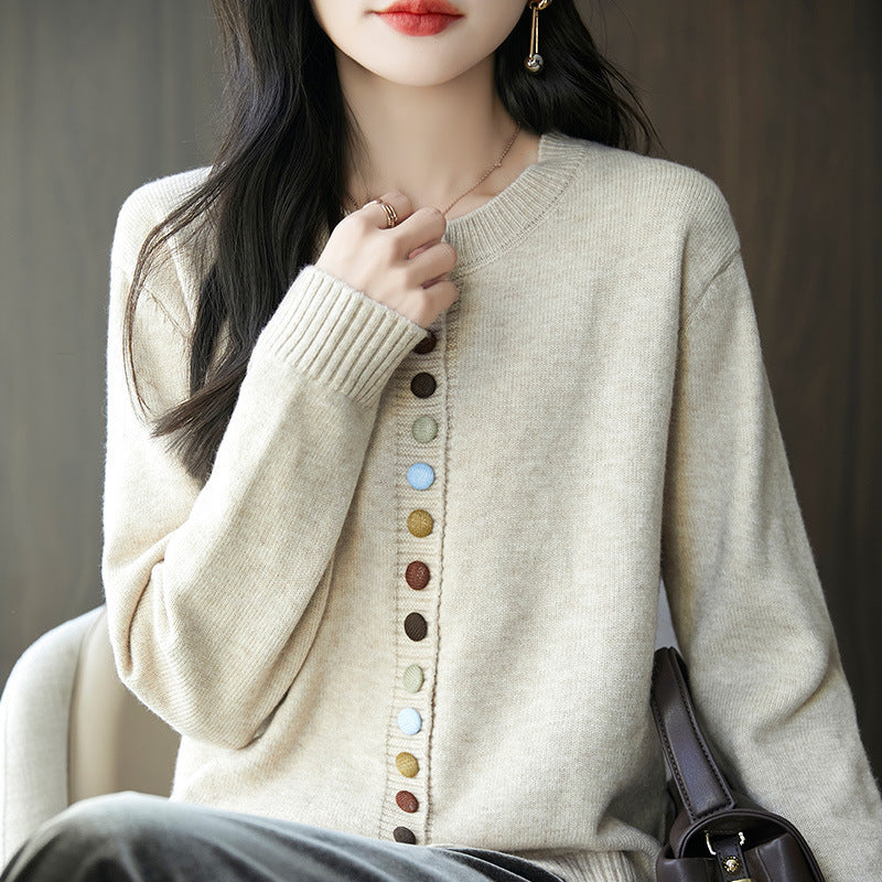 Colorful Button Knitted Cardigan