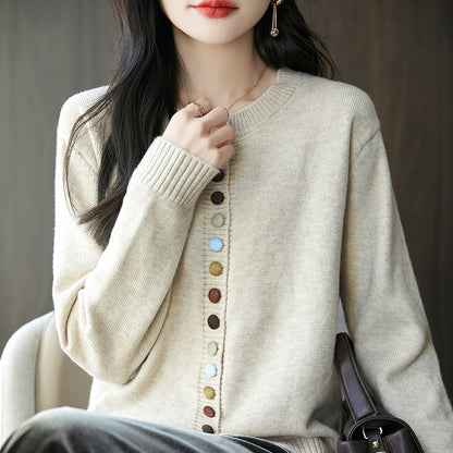 Colorful Button Knitted Cardigan