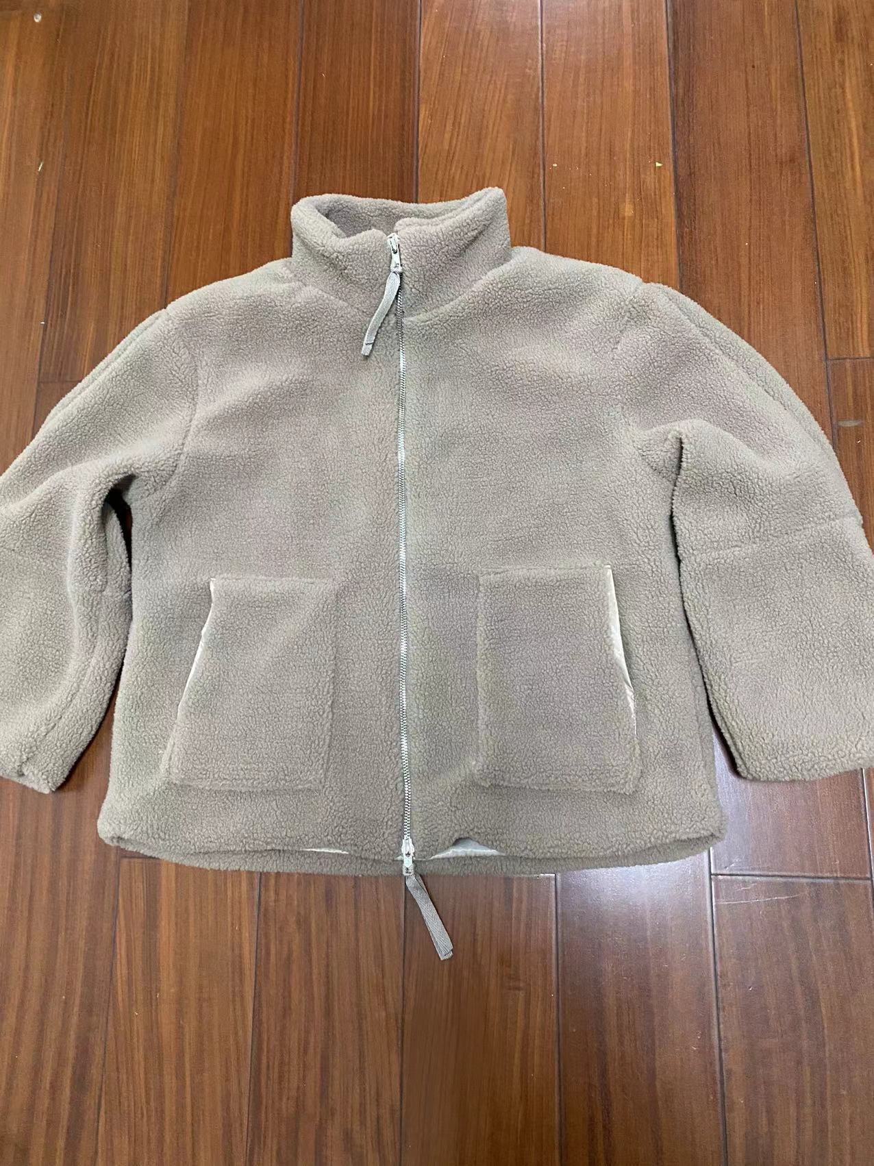 Stand Collar Wool Zip-Up Coat