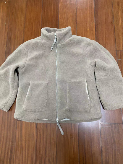 Stand Collar Wool Zip-Up Coat