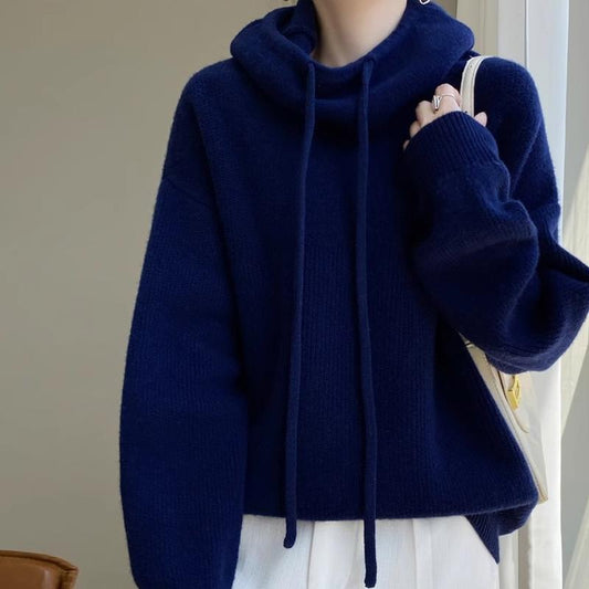 Soft Drawstring Turtleneck Knit Sweater