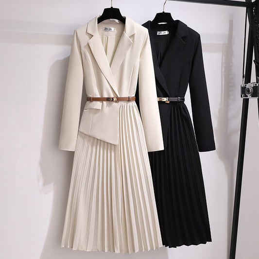 Pleated Blazer Midi Dress