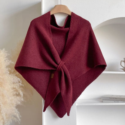 Winter Solid Knit Triangle Shawl