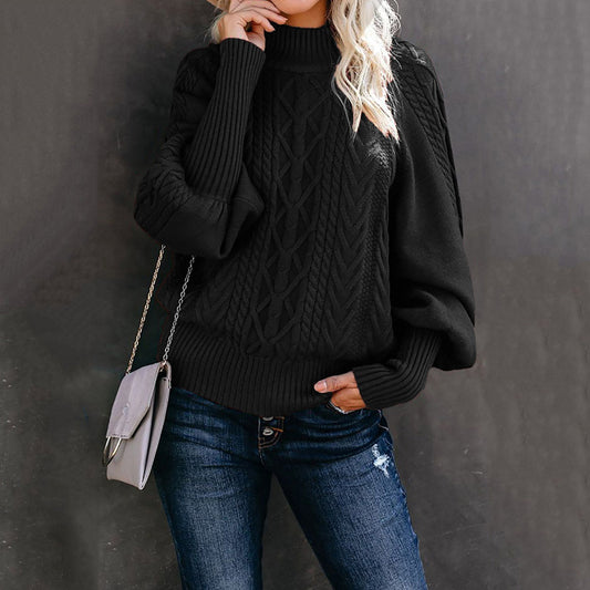 Cable-Knit Lantern Sleeve Sweater