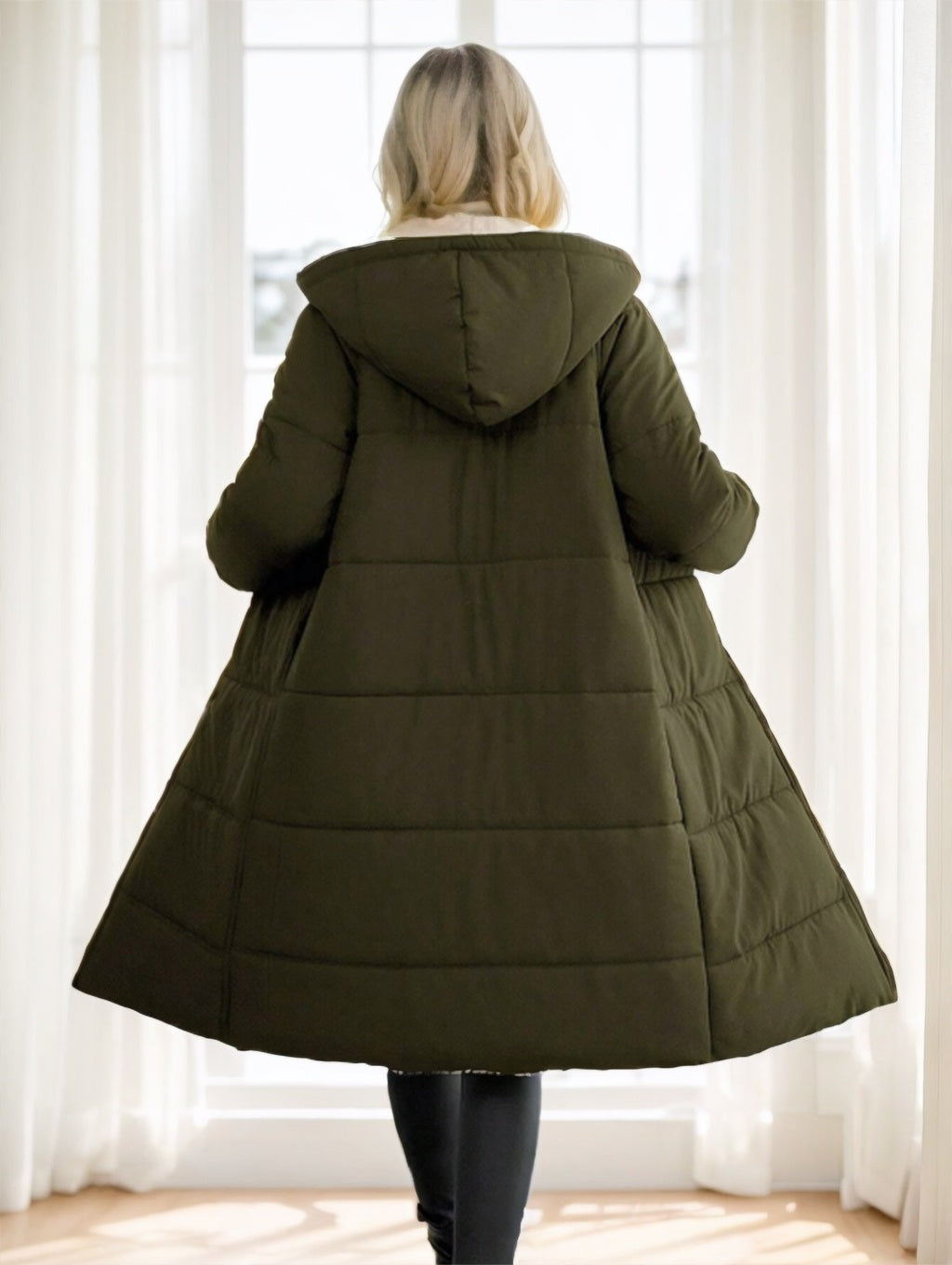 Long Hooded Padded Winter Coat