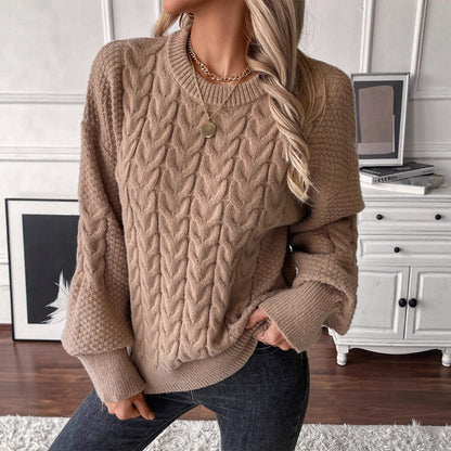 Cable-Knit Round Neck Sweater