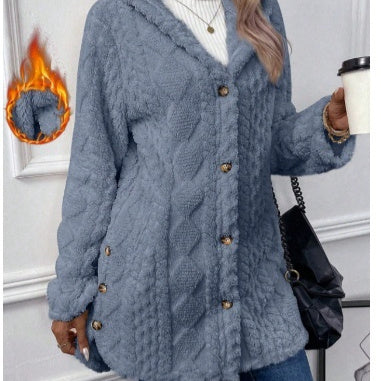 Solid Color Hooded Winter Jacket