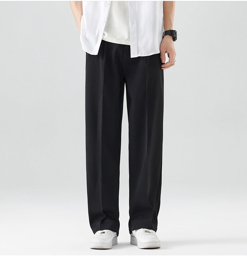 Moda Elite | Męskie spodnie letnie z lodowego jedwabiu