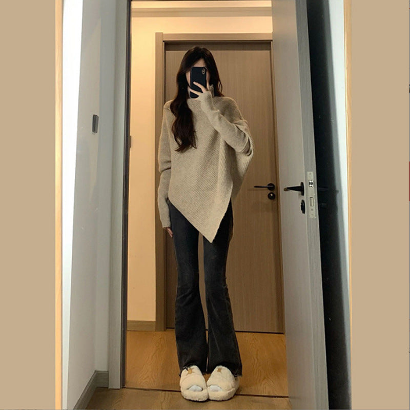 Modern Irregular Turtleneck Sweater
