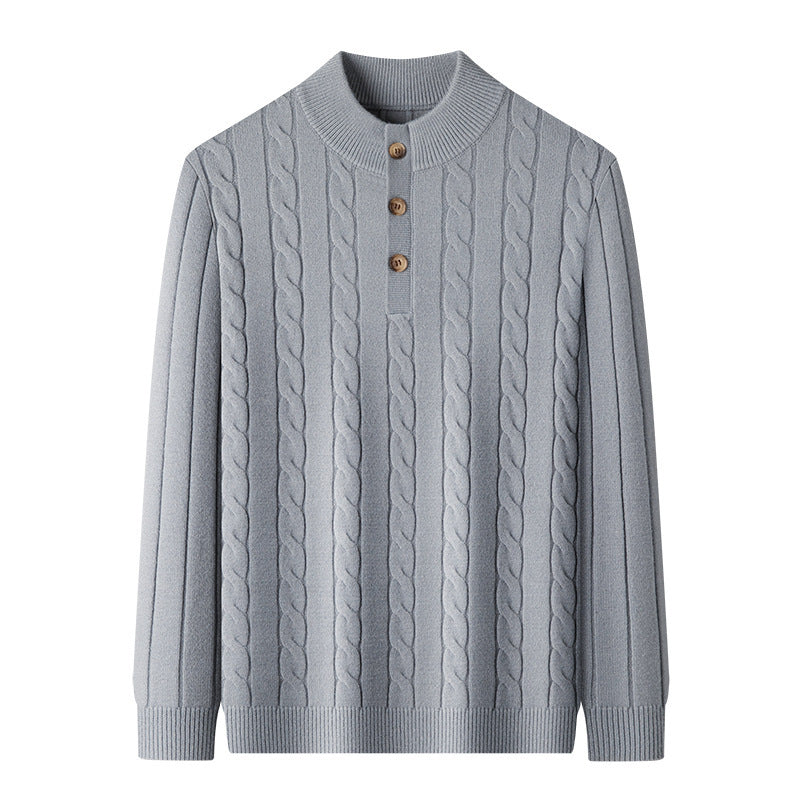 Sweter Henley z dzianiny kablowej