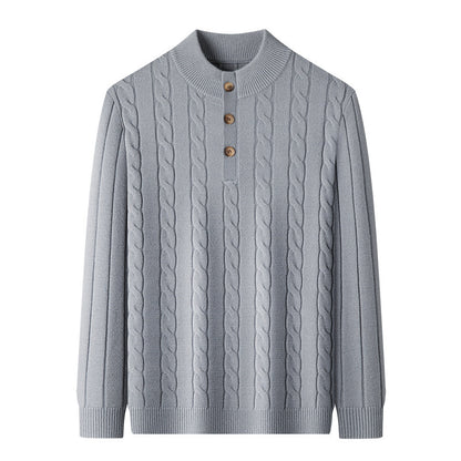 Sweter Henley z dzianiny kablowej