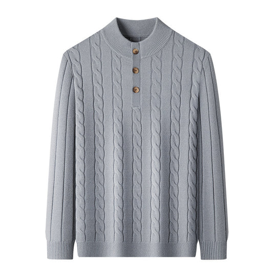 Sweter Henley z dzianiny kablowej