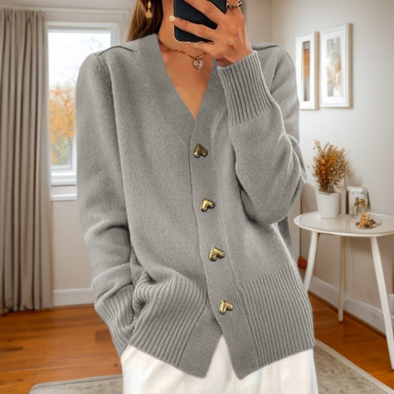 Heart Button Knit Cardigan