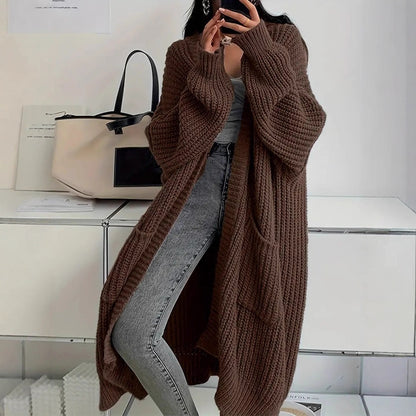 Long-Sleeved Knit Sweater Cardigan