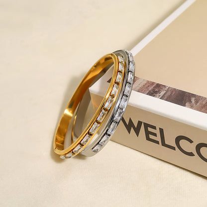 Titanium Steel Crystal Bar Bracelet