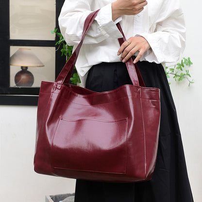 VintageWax Leather Large Tote Bag