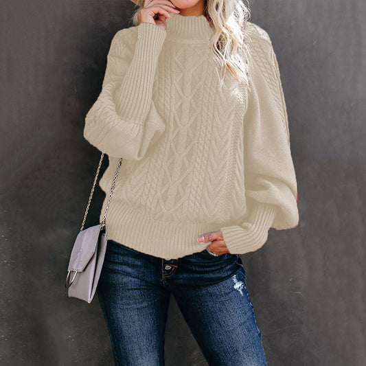 Cable-Knit Lantern Sleeve Sweater