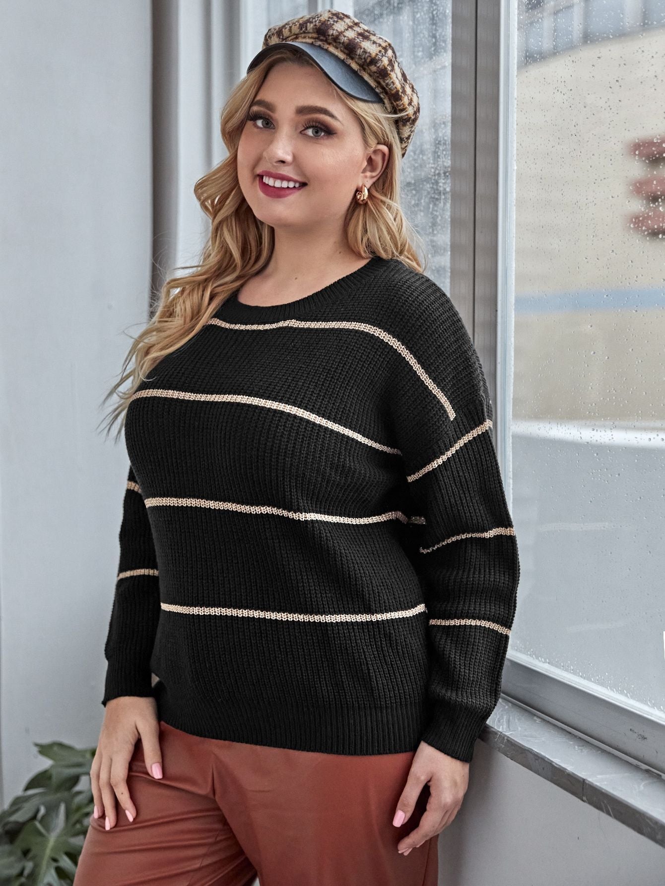 Casual Loose Knit Stripe Sweater