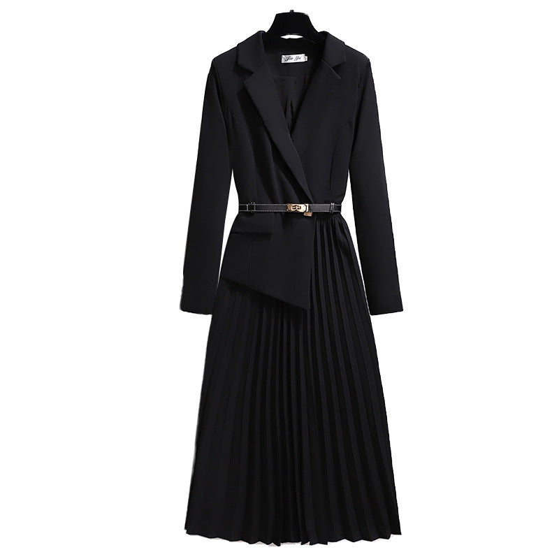 Pleated Blazer Midi Dress