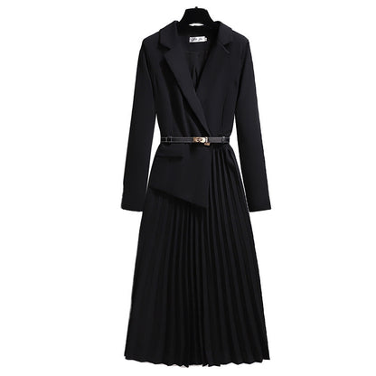 Pleated Blazer Midi Dress