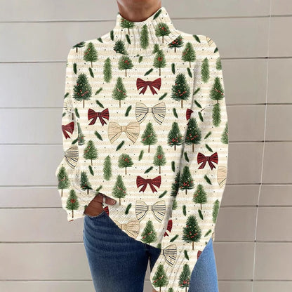 Reindeer Print Turtleneck Sweater