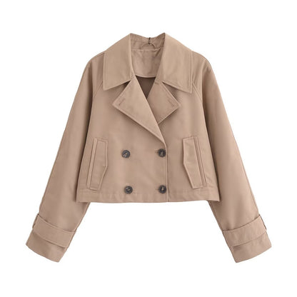 Short Double-Breasted Trench Jacket