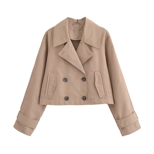 Short Double-Breasted Trench Jacket
