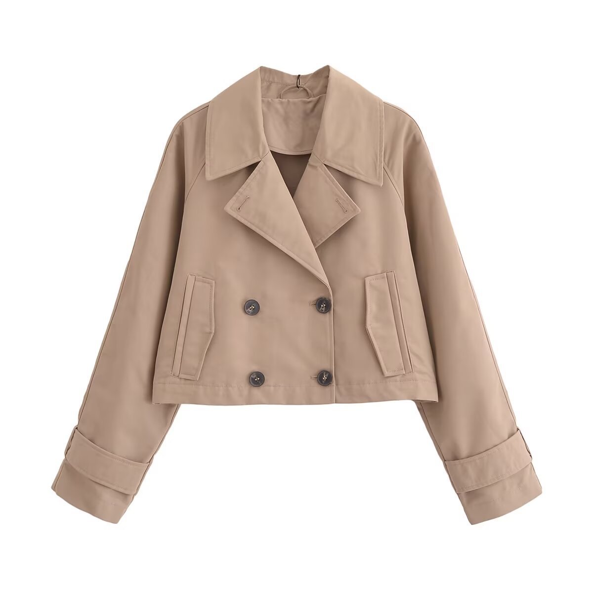 Short Double-Breasted Trench Jacket