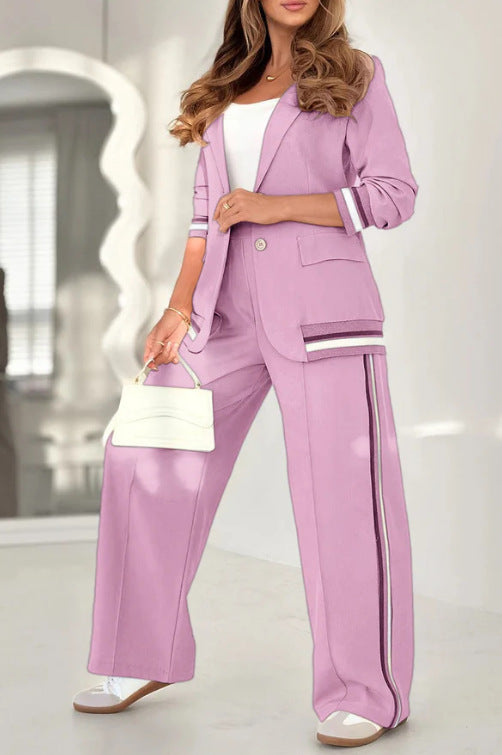 Long Sleeve Blazer Two-Piece Pants Set