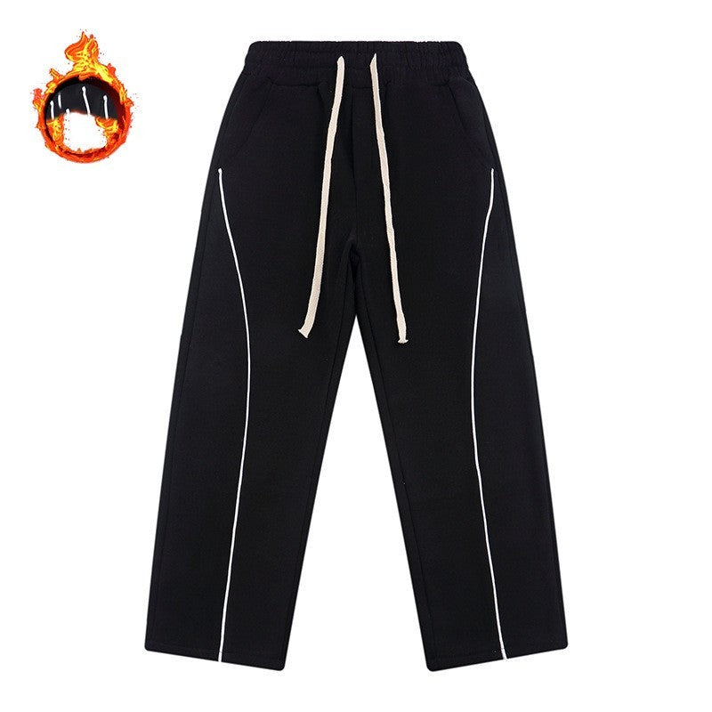 Moda Elite| Ciepłe spodnie dzianinowe z aksamitem