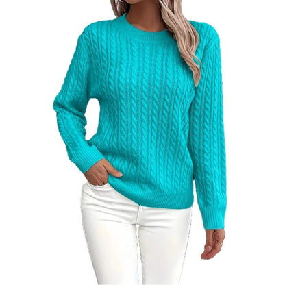 Classic Twist Knit Round Neck Sweater