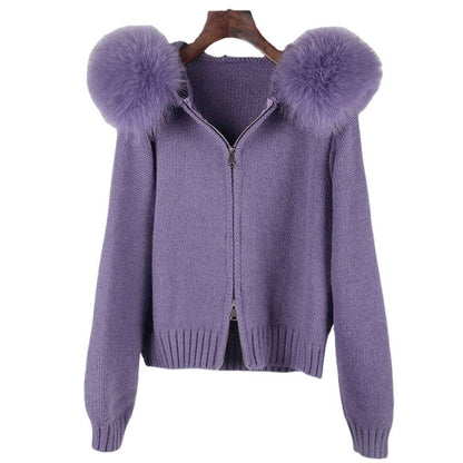 Women’s Fox Fur Hooded Zipper Coat