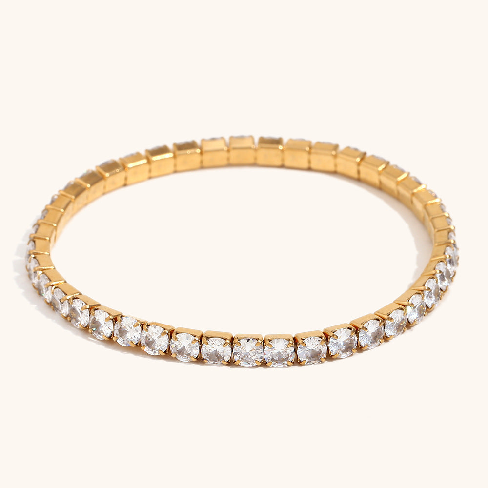 Stainless Steel Zircon Stretch Bracelet