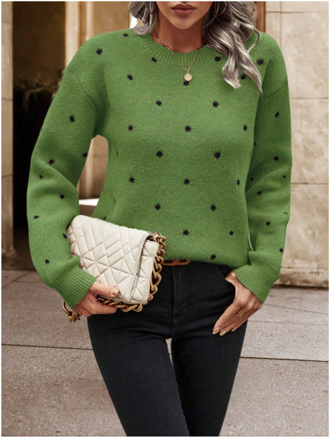Polka Dot Knit Pullover Sweater