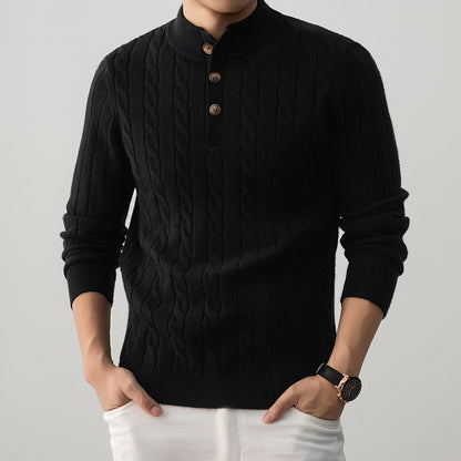 Sweter Henley z dzianiny kablowej