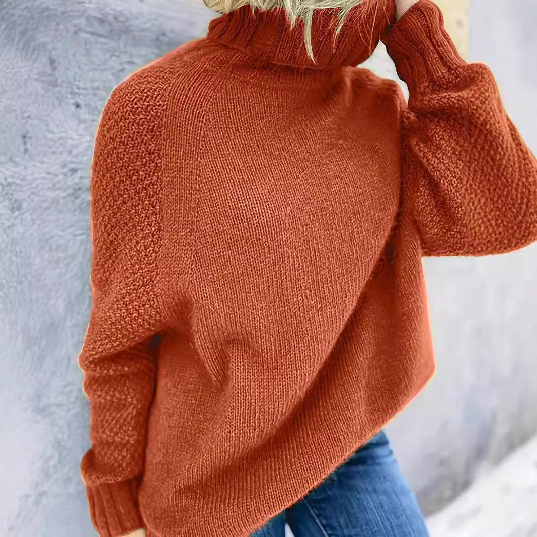 Cozy High-Neck Loose Knit Sweater