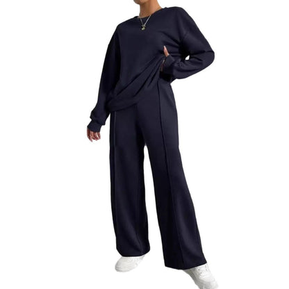 Round Neck Long Sleeve Trousers Set