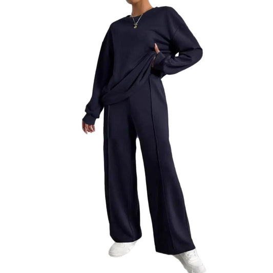 Round Neck Long Sleeve Trousers Set